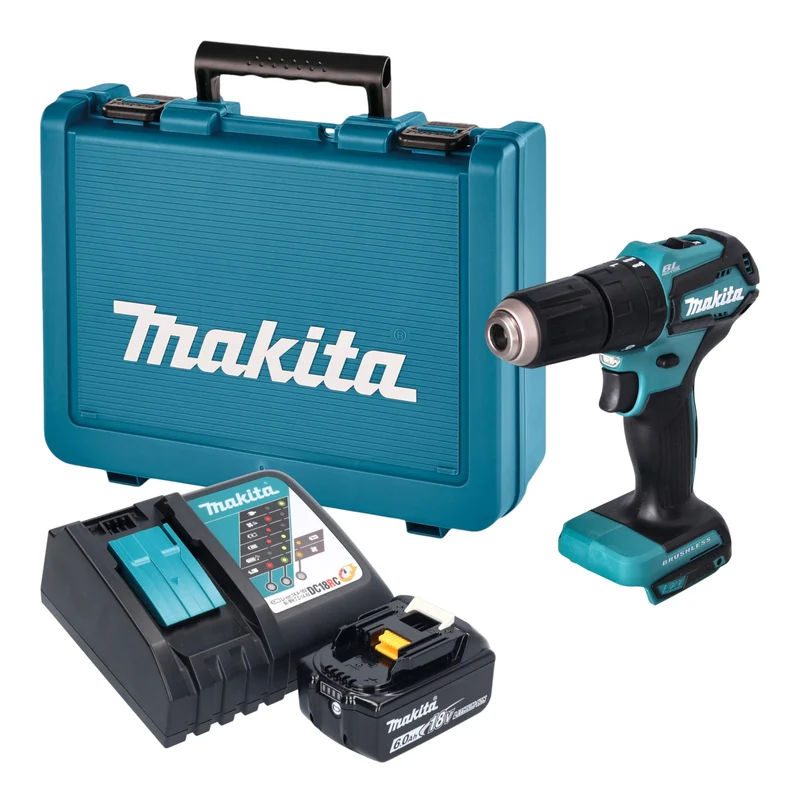 Makita DHP 483 RG1E Akku Schlagbohrschrauber 18 V 40 Nm Brushless + 1x Akku 6,0 Ah + Ladegerät + Koffer