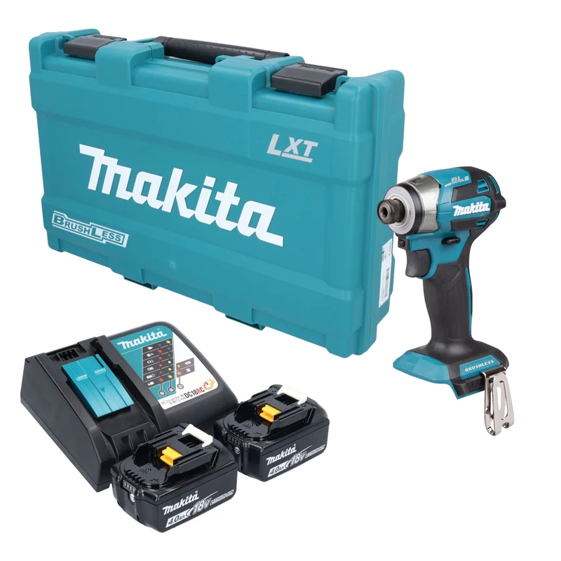 Makita DTD 173 RMK Akku Schlagschrauber 18 V 180 Nm 1/4" Brushless + 2x Akku 4,0 Ah + Ladegerät + Koffer
