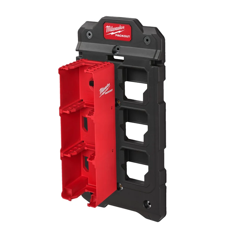 Milwaukee PACKOUT M18 Akkuhalter (Wandhalter, bietet Platz für bis zu 4 x M18 Akku)