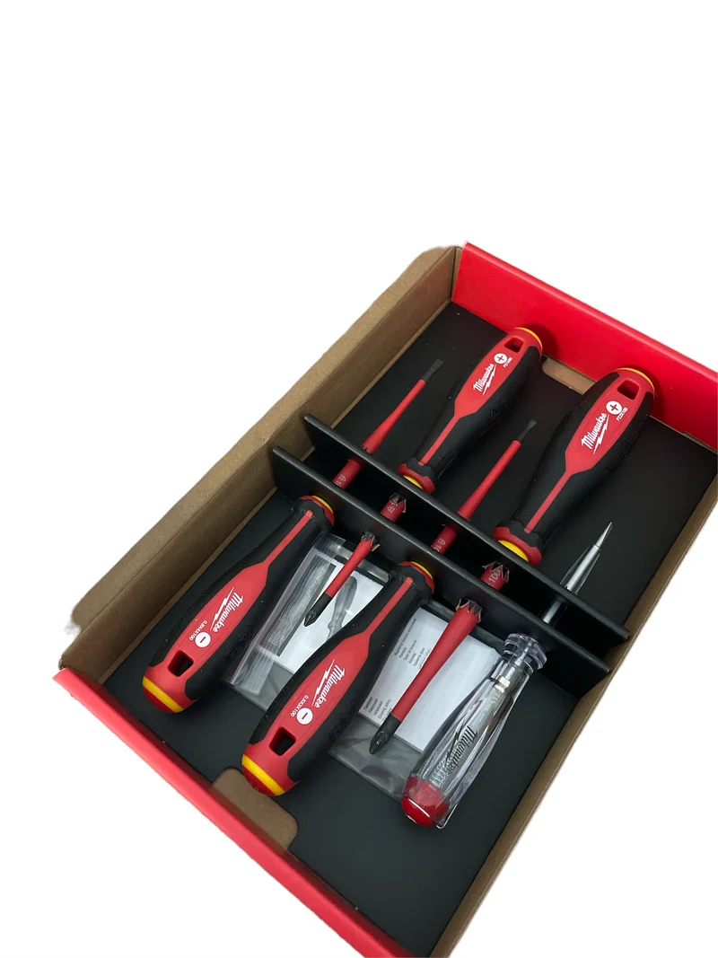 Milwaukee 5-teiliges Set SL/PZ/Spannungsprüfer Tri-Lobe Schrauberdreher, VDE geprüft