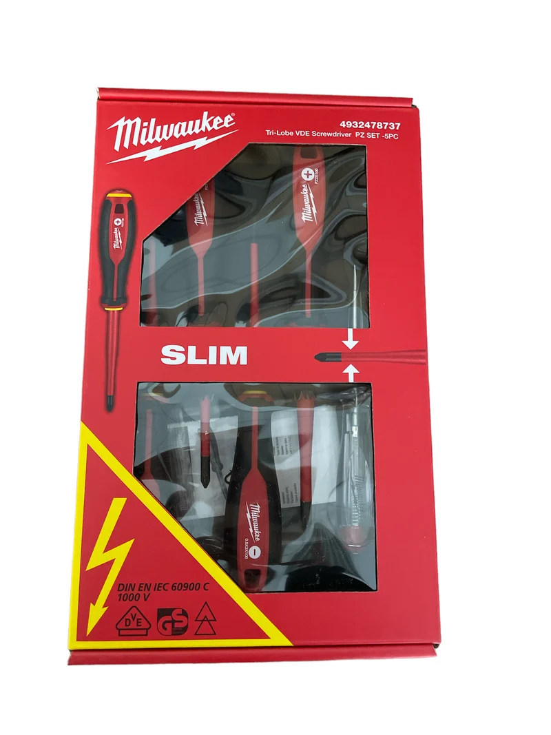 Milwaukee 5-teiliges Set SL/PZ/Spannungsprüfer Tri-Lobe Schrauberdreher, VDE geprüft