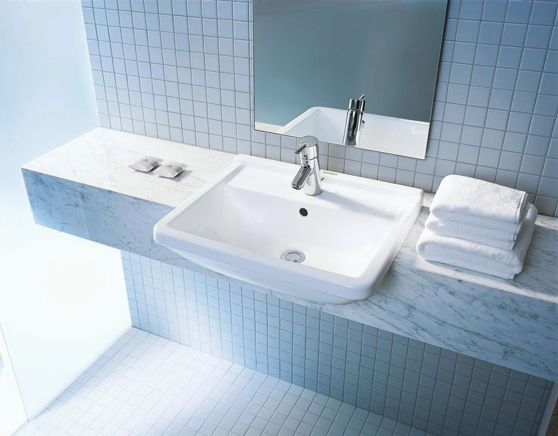 DURAVIT Halbeinbauwaschtisch Starck 3 550 mm mit ÜL, mit HLB, 1 HL, weiß