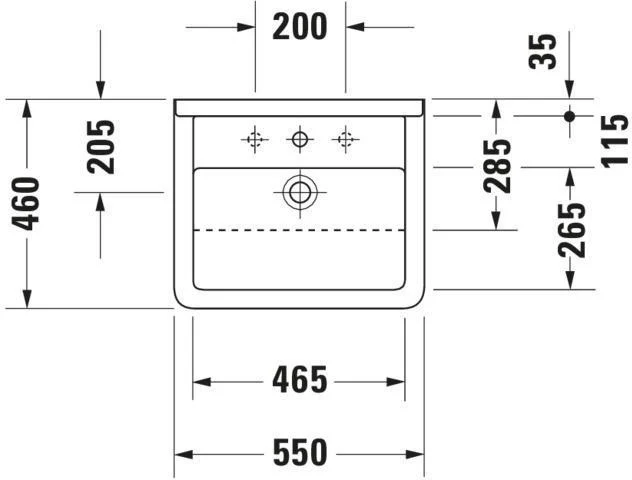 DURAVIT Halbeinbauwaschtisch Starck 3 550 mm mit ÜL, mit HLB, 1 HL, weiß