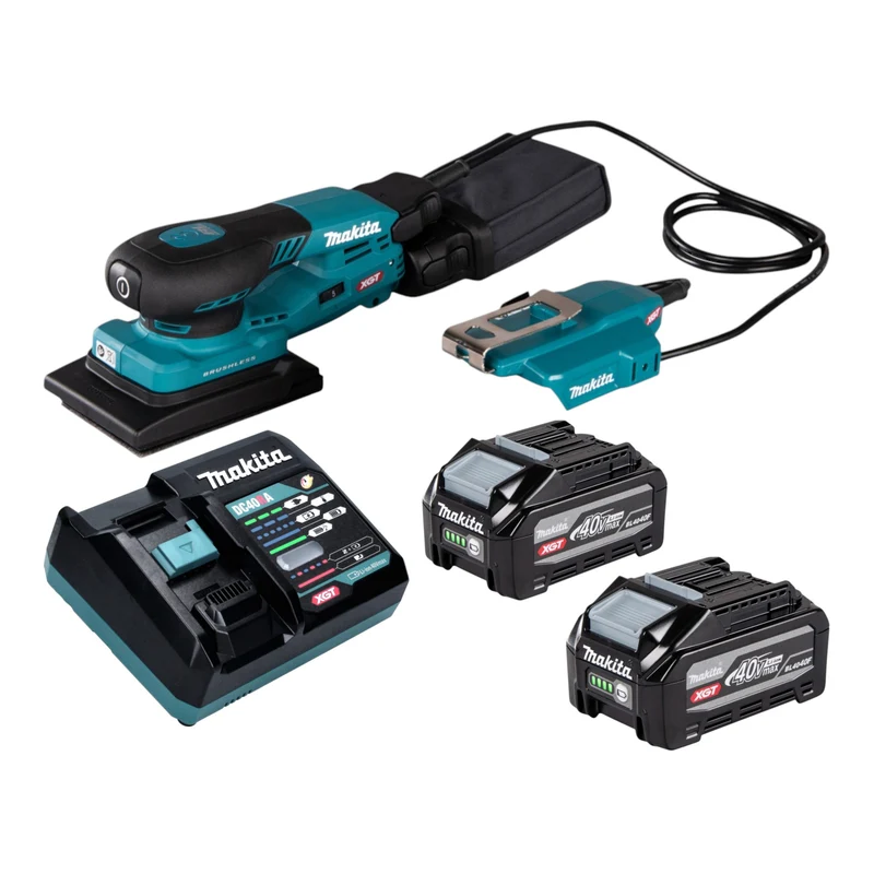Makita BO 005 CGU201 Akku Schwingschleifer 40 V max. 80 x 130 mm 3,0 mm Hub Brushless + 2x Akku 4,0 Ah + Ladegerät