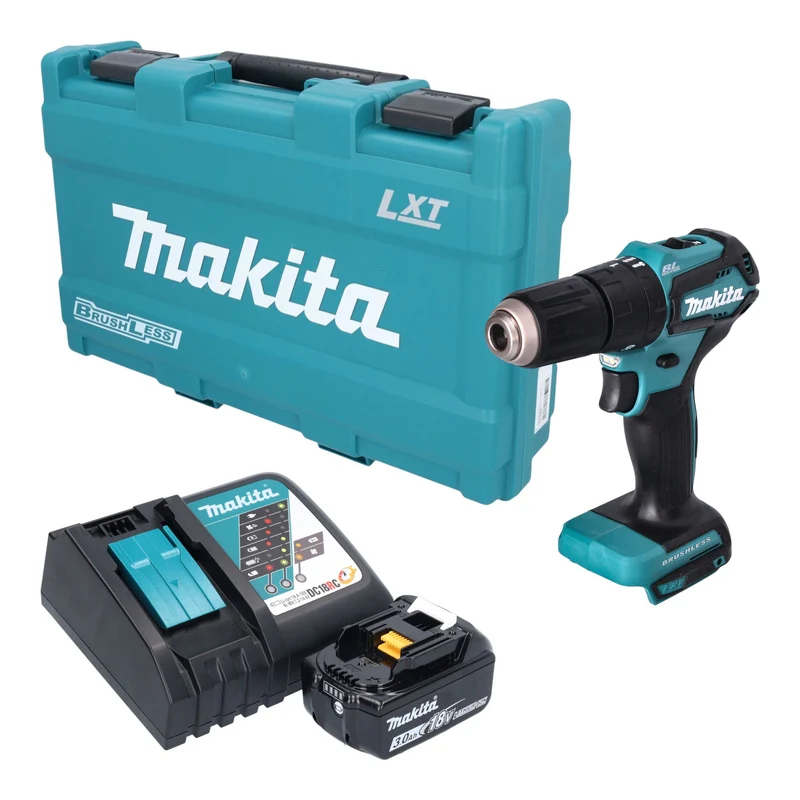 Makita DHP 483 RF1K Akku Schlagbohrschrauber 18 V 40 Nm Brushless + 1x Akku 3,0 Ah + Ladegerät + Koffer