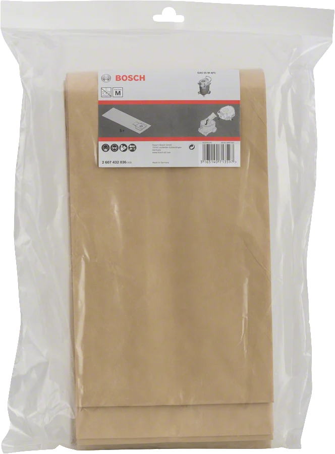 Bosch Papierfilterbeutel für GAS 55 M AFC Professional 5 Stk. (2607432036)
