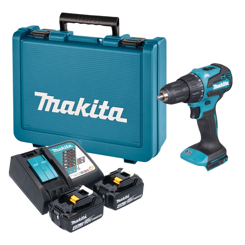 Makita DHP 490 RME Akku Schlagbohrschrauber 18 V 65 Nm Brushless + 2x Akku 4,0 Ah + Ladegerät + Koffer