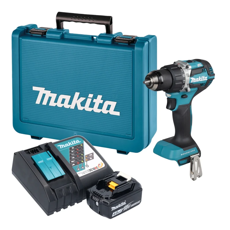 Makita DDF 484 RM1E Akku Bohrschrauber 18 V 54 Nm Brushless + 1x Akku 4,0 Ah + Ladegerät + Koffer
