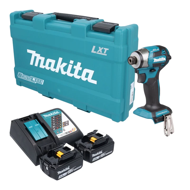 Makita DTD 173 RTK Akku Schlagschrauber 18 V 180 Nm 1/4" Brushless + 2x Akku 5,0 Ah + Ladegerät + Koffer