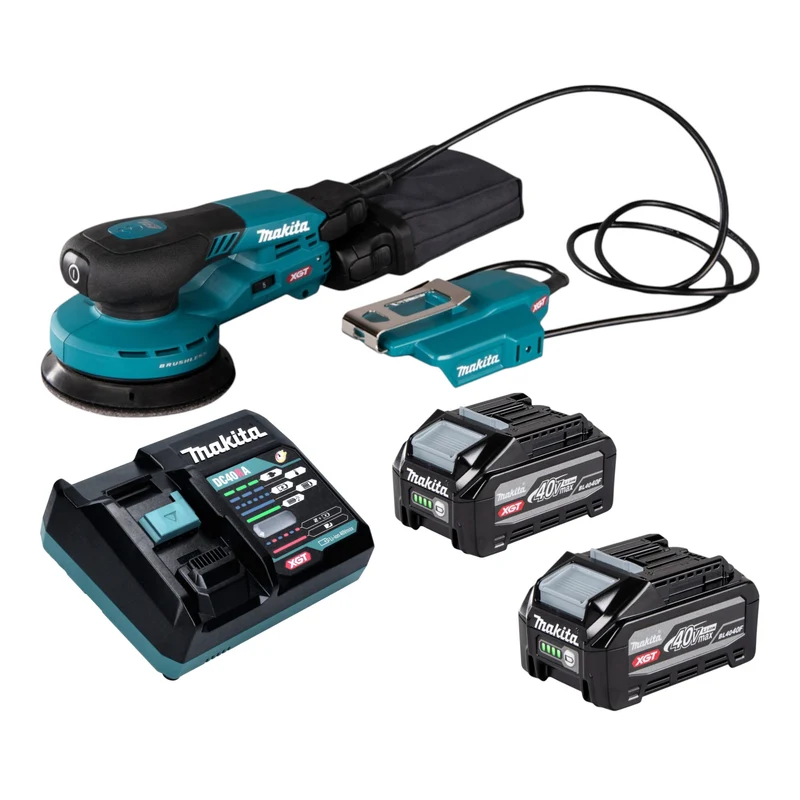 Makita BO 003 CGU201 Akku Exzenterschleifer 40 V max. 125 mm 3,0 mm Hub Brushless + 2x Akku 4,0 Ah + Ladegerät