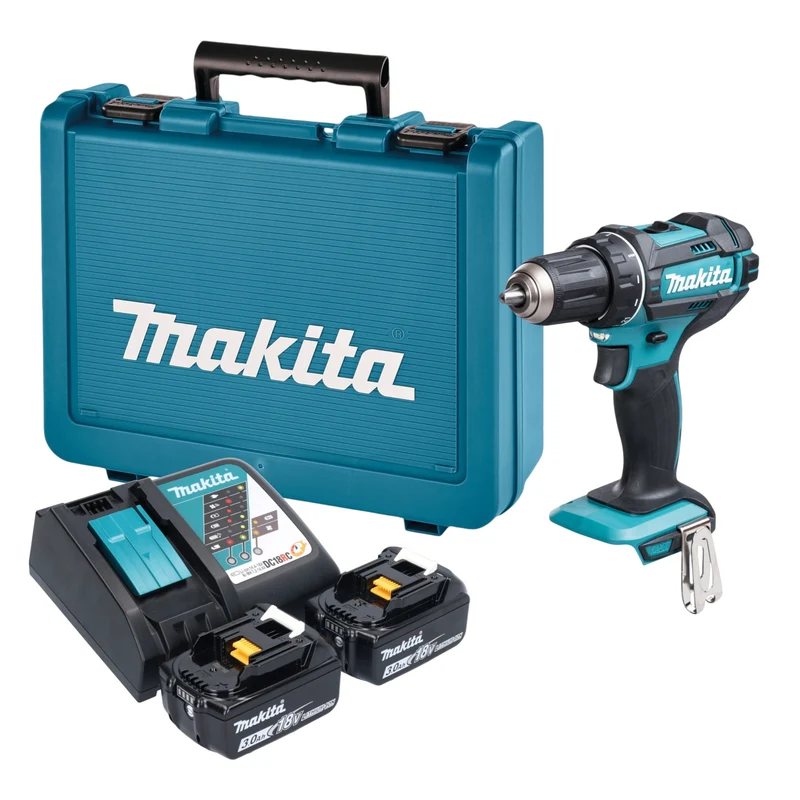 Makita DDF 482 RFE Akku Bohrschrauber 18 V 62 Nm + 2x Akku 3,0 Ah + Ladegerät + Koffer