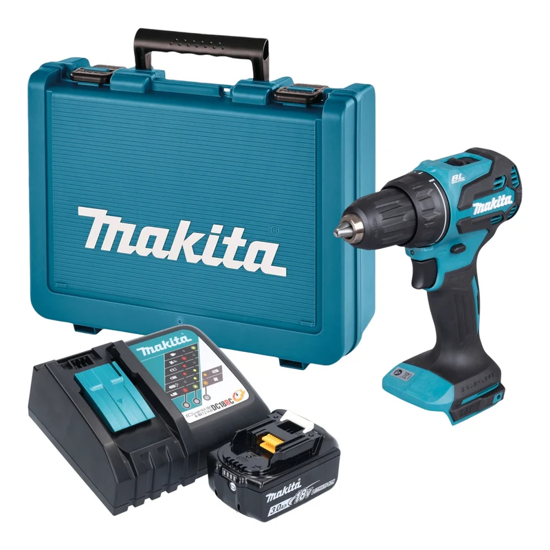 Makita DDF 490 RF1E Akku Bohrschrauber 18 V 65 Nm Brushless + 1x Akku 3,0 Ah + Ladegerät + Koffer
