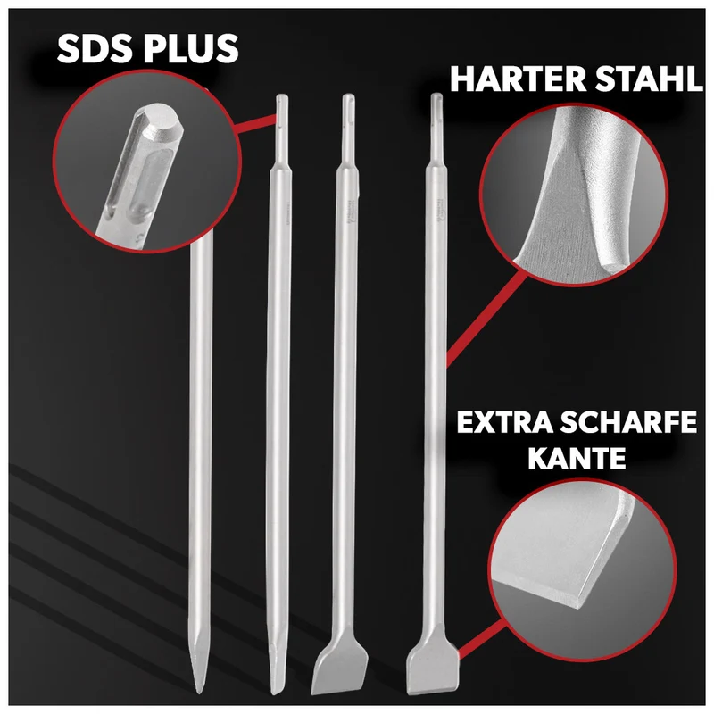 Siwitec SDS Plus Meißelset 500 mm / 4-teilig