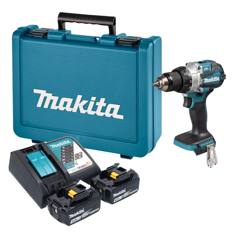 Makita DHP 489 RME Akku Schlagbohrschrauber 18 V 73 Nm Brushless + 2x Akku 4,0 Ah + Ladegerät + Koffer