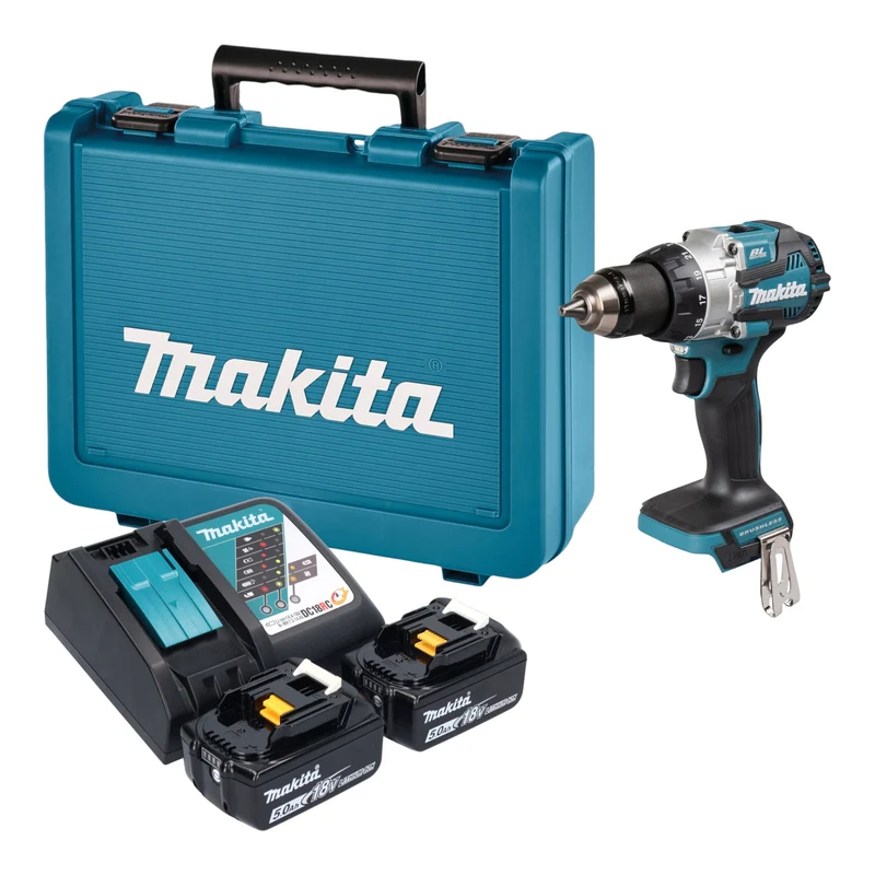 Makita DHP 489 RTE Akku Schlagbohrschrauber 18 V 73 Nm Brushless + 2x Akku 5,0 Ah + Ladegerät + Koffer