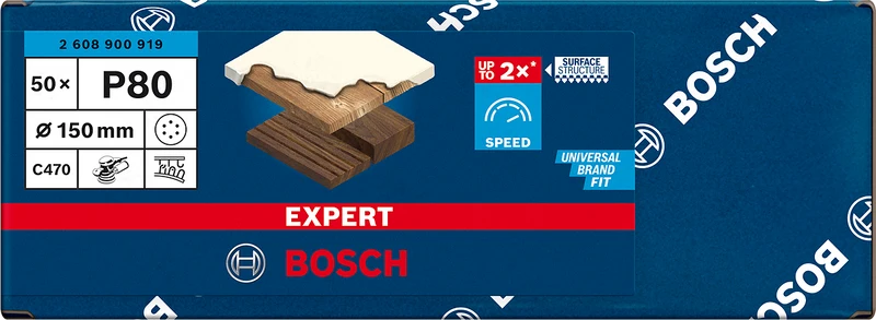 Bosch EXPERT C470 Schleifpapier mit 6 Löchern für Exzenterschl., 150 mm, K 80, 50-tlg.