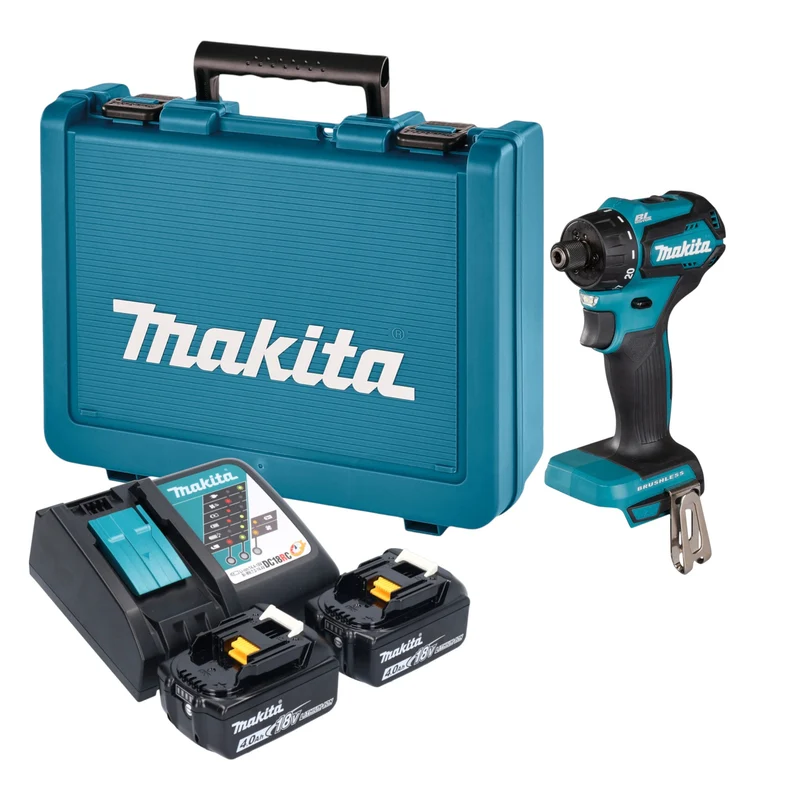 Makita DDF 083 RME Akku Bohrschrauber 18 V 40 Nm 1/4'' Brushless + 2x Akku 4,0 Ah + Ladegerät + Koffer