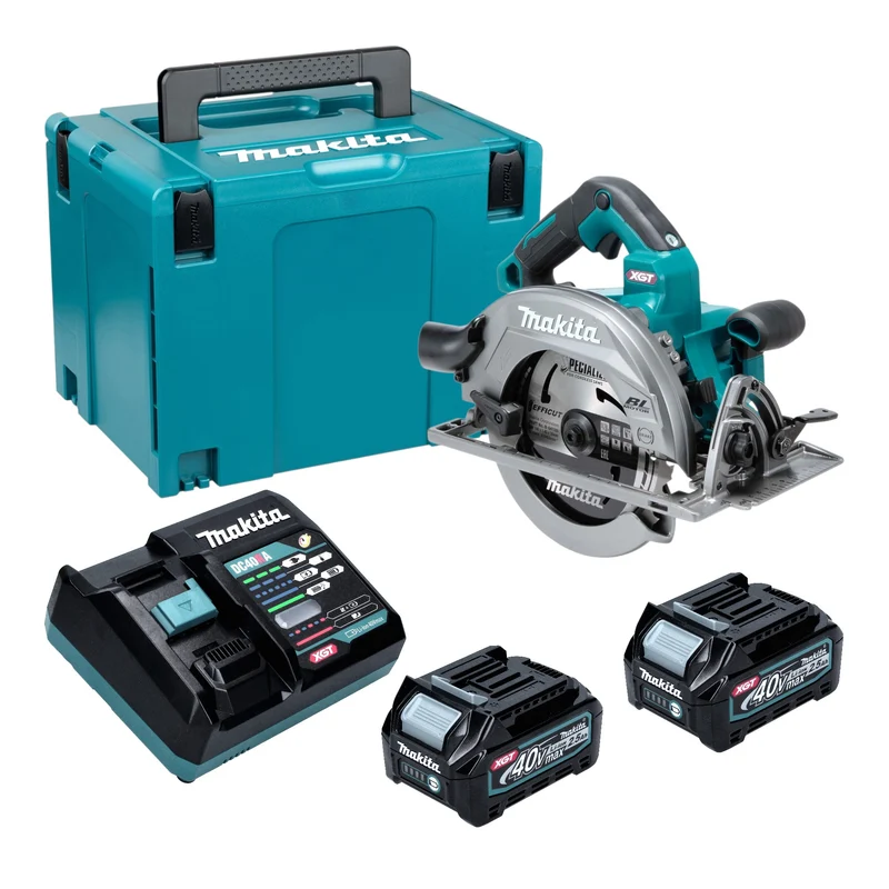 Makita HS 003 GD201 Akku Handkreissäge 40 V max. 190 mm Brushless + 2x Akku 2,5 Ah + Ladegerät + Makpac