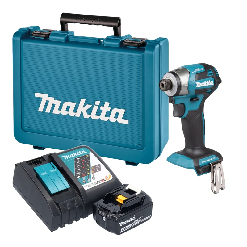 Makita DTD 173 RM1E Akku Schlagschrauber 18 V 180 Nm 1/4" Brushless + 1x Akku 4,0 Ah + Ladegerät + Koffer