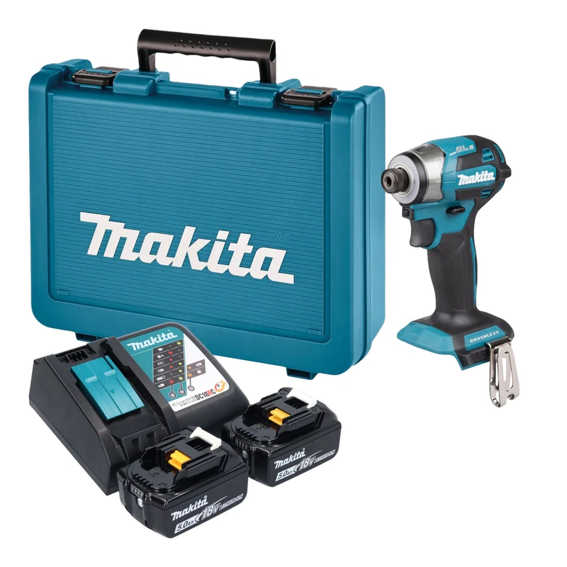 Makita DTD 173 RTE Akku Schlagschrauber 18 V 180 Nm 1/4" Brushless + 2x Akku 5,0 Ah + Ladegerät + Koffer