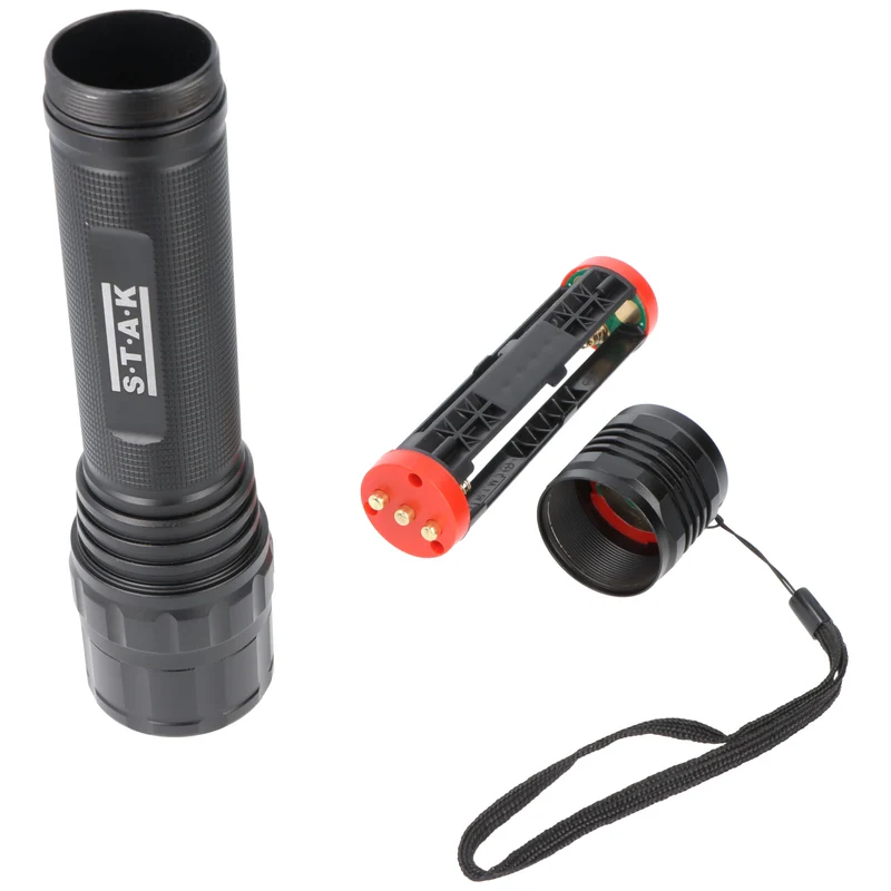 Velamp LED Stabtaschenlampe, LED CREE XPH 20W mit Zoom, für 6x AA Batterien
