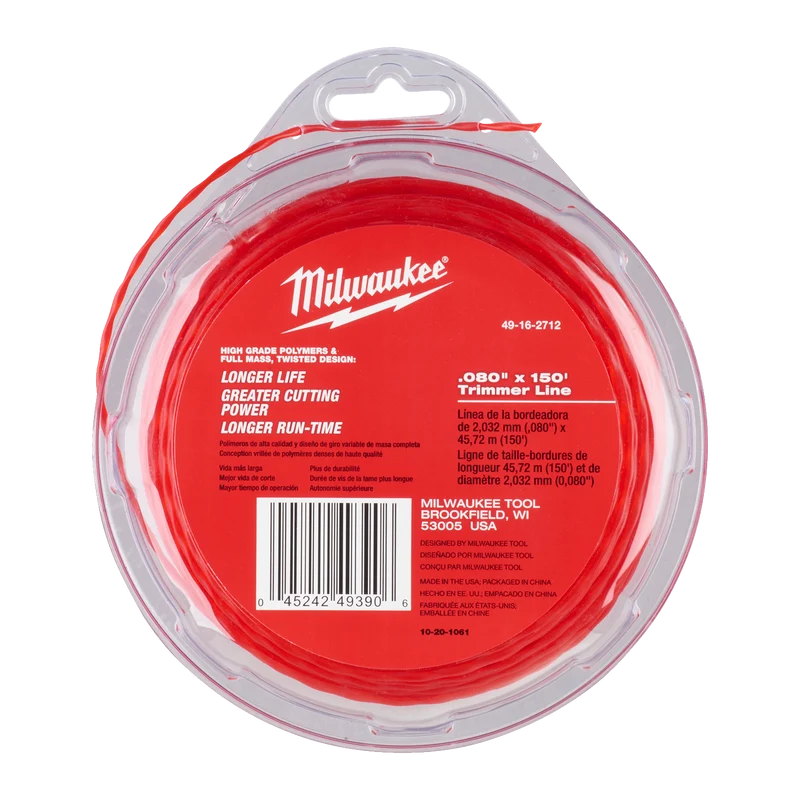 Milwaukee Schneidfaden 45 m, Fadenstärke 2,0 mm (Trimmerfaden z.B. für M18 CLT, M18 BLLT, M18 FOPHLTKIT)
