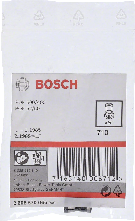 Bosch Spannzange 1/4" 6,4 mm (ohne Spannmutter für Oberfräse und Geradschleifer)