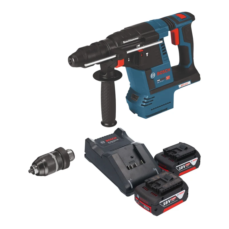 Bosch GBH 18V-26 F Professional Akku Bohrhammer 18 V 2,6 J SDS Plus + 2x Akku 5,0 Ah + Ladegerät