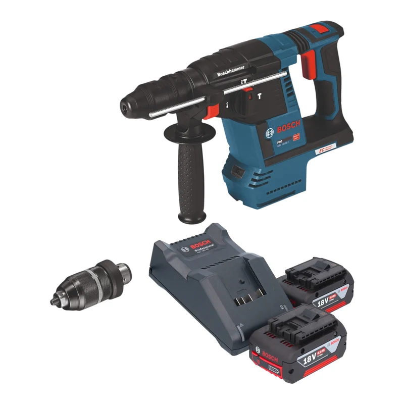 Bosch GBH 18V-26 F Professional Akku Bohrhammer 18 V 2,6 J SDS Plus + 2x Akku 4,0 Ah + Ladegerät
