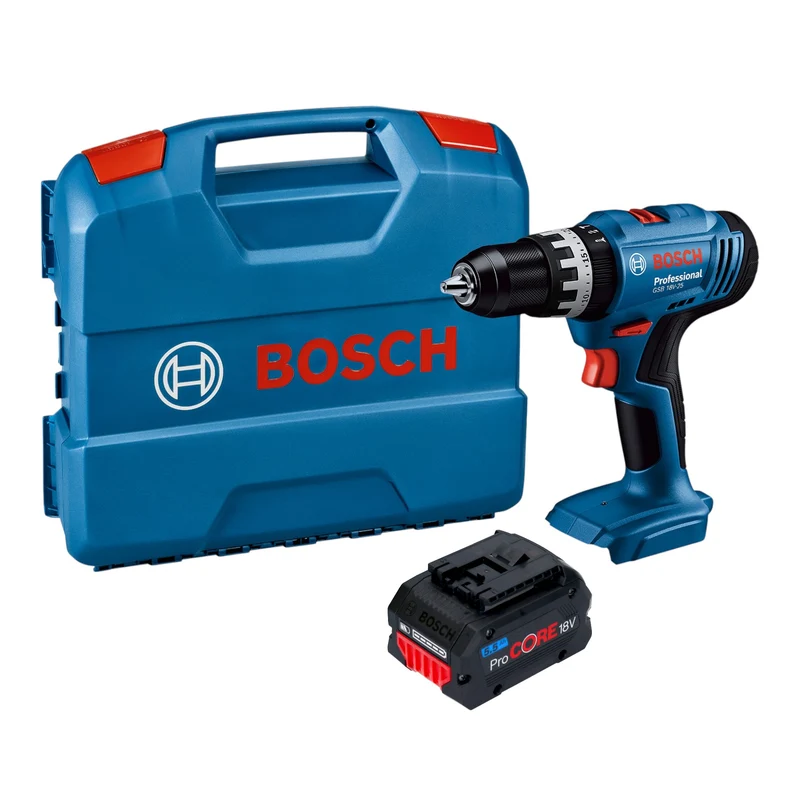 Bosch GSB 18V-25 Professional Akku Schlagbohrschrauber 18 V 56 Nm + 1x ProCORE Akku 5,5 Ah + L-Case - ohne Ladegerät