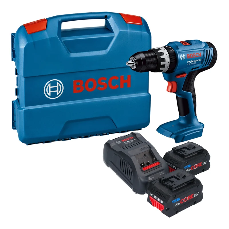 Bosch GSB 18V-25 Professional Akku Schlagbohrschrauber 18 V 56 Nm + 2x ProCORE Akku 5,5 Ah + Ladegerät + L-Case