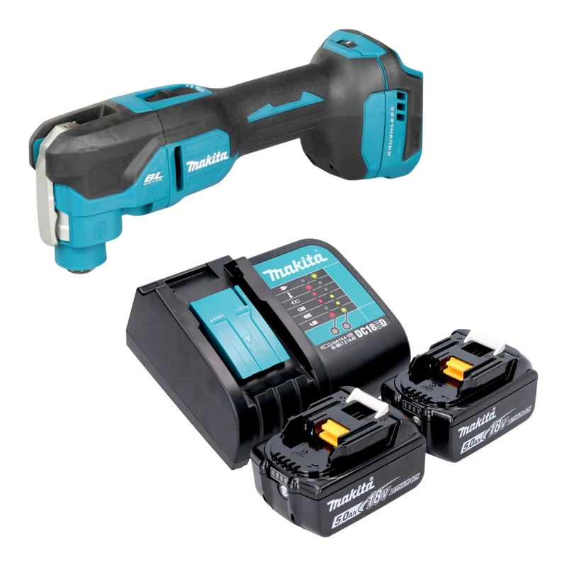Makita DTM 53 ST Akku Multifunktionswerkzeug 18 V OIS / Starlock Brushless + 2x Akku 5,0 Ah + Ladegerät