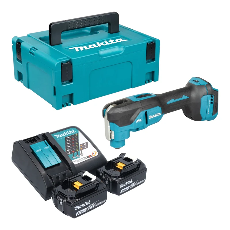 Makita DTM 53 RFJ Akku Multifunktionswerkzeug 18 V OIS / Starlock Brushless + 2x Akku 3,0 Ah + Ladegerät + Makpac