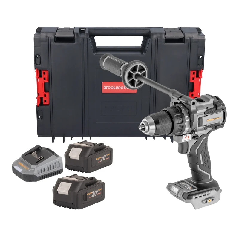 ProCraft Industrial CD20C-BB Akku Schlagbohrschrauber 20 V 120 Nm Brushless + 2x Akku 4,0 Ah + Ladegerät + RHINO Toolcase