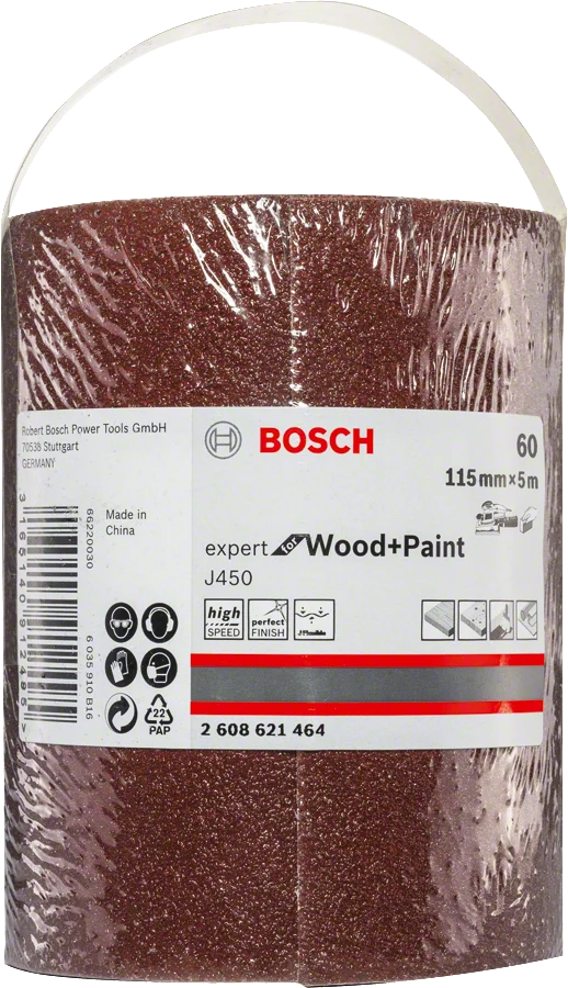 Bosch Professional Expert for Wood and Paint Schleifrolle J450 für Handschleifen 115 mm x 5 m K60/80/100/120/180/240/320