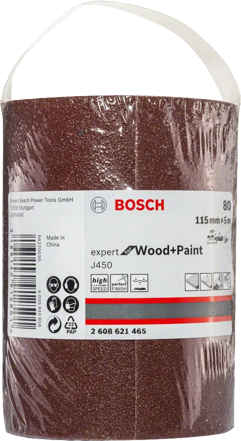Bosch Professional Expert for Wood and Paint Schleifrolle J450 für Handschleifen 115 mm x 5 m K60/80/100/120/180/240/320