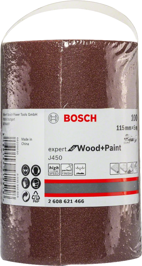 Bosch Professional Expert for Wood and Paint Schleifrolle J450 für Handschleifen 115 mm x 5 m K60/80/100/120/180/240/320