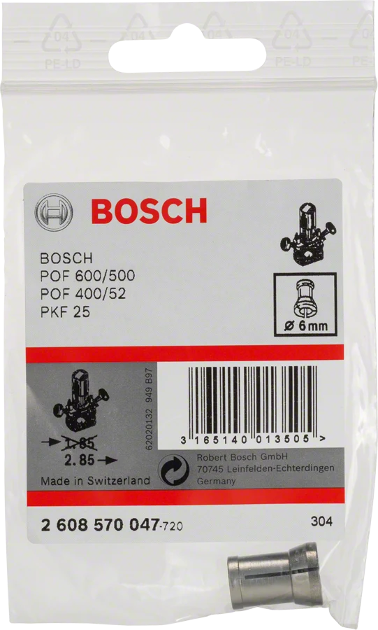 Bosch Spannzange ohne Spannmutter 6 mm (für Bosch Oberfräse)