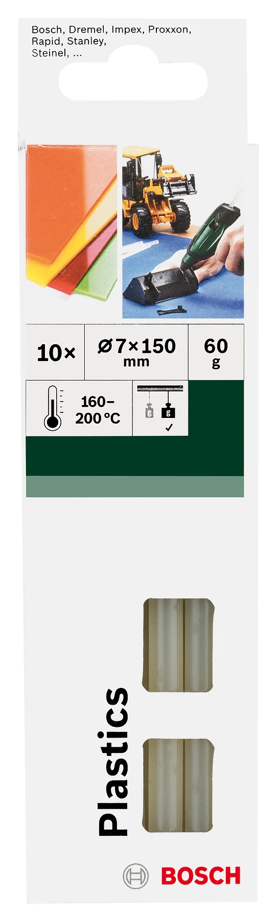 Bosch Heißklebesticks 7x150 mm Plastik Kunststoff 60 g 10 Stk.