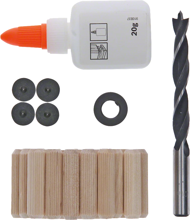 Bosch Holzdübel Set 10 mm (Dübel, Dübelzentrierstifte, Klebstoff, Bohrer 27 tlg.)
