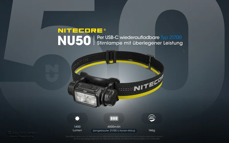 Nitecore Stirnlampe NU50 - 1400 Lumen
