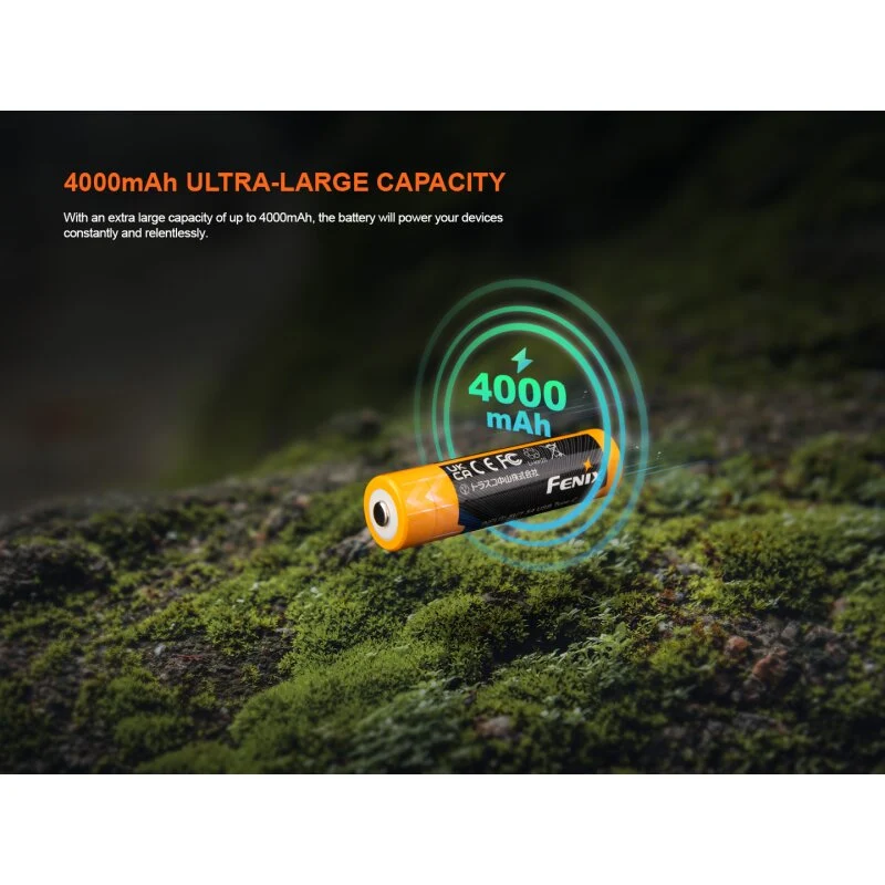 Fenix 18650 Li-Ion-Akku 4000mAh USB-C, 3,6V - 3,7V ARB-L18-4000U (Pluspol erhöht, geschützt)