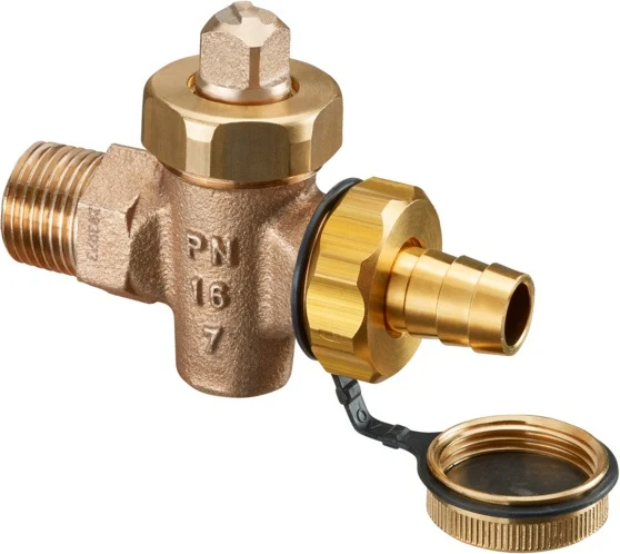 OVENTROP KFE-Hahn Rotguss PN 16 DN 10 R 3/8" AG mit Schlauchverschraubung