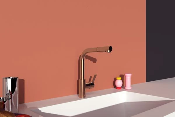 IDEAL STANDARD Gusto Küchenarmatur 235 mm L-Auslauf mit 2-Funktionsbrause Sunset Rose