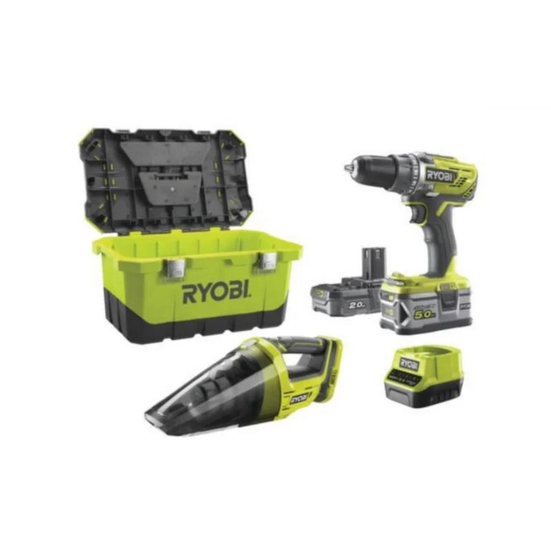 RYOBI R18DD3-252VT Akku-Schrauber R18DD3-0 und Akku-Handstaubsauger R18HV (5133004292)