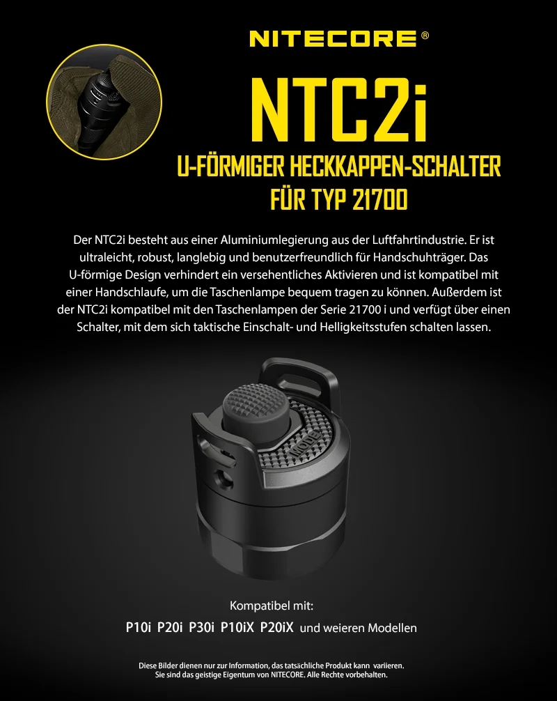 Nitecore NTC2I - U-Shape Heckschalter für I-Serie