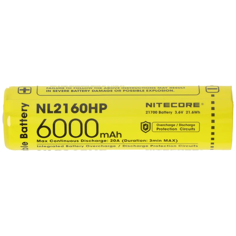 Nitecore 6000mAh Li-Ion Akku Typ 21700, 75,4x22mm mit Schutzschaltung, max. 20A Entladestrom