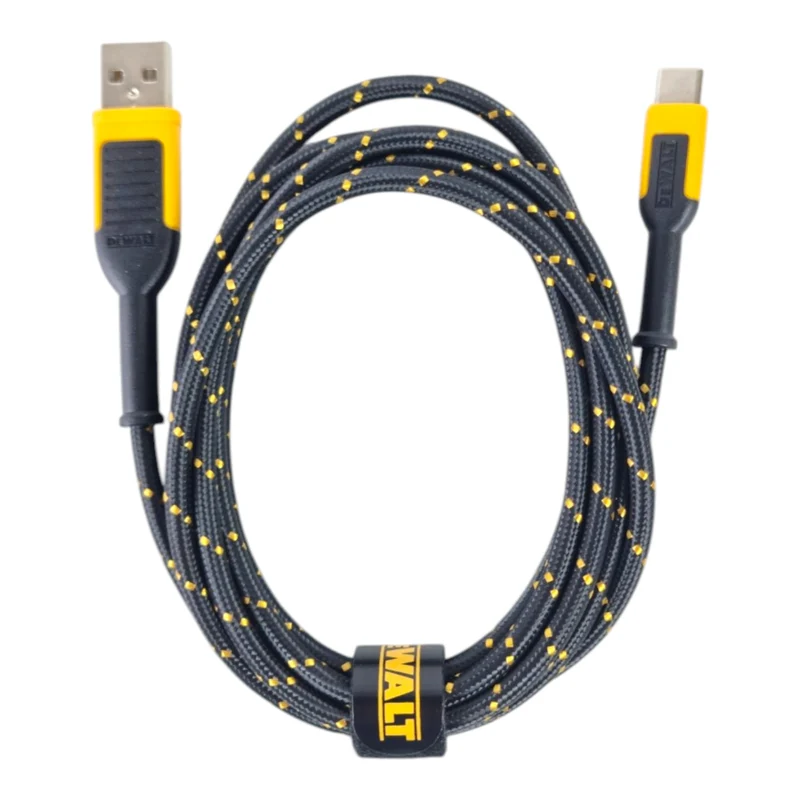 DeWALT DWT1311361 USB-A auf USB-C Ladekabel 1,2 m, verstärkt & robust für Baustelle und Werkstatt