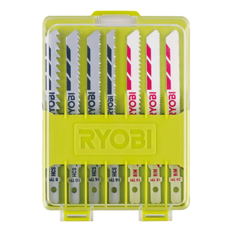 RYOBI 10-teiliges Stichsägeblatt-Set für Holz, Metall und Kunststoff (RAK10JSB, T-Schaft-Aufnahme, für Stichsägen)