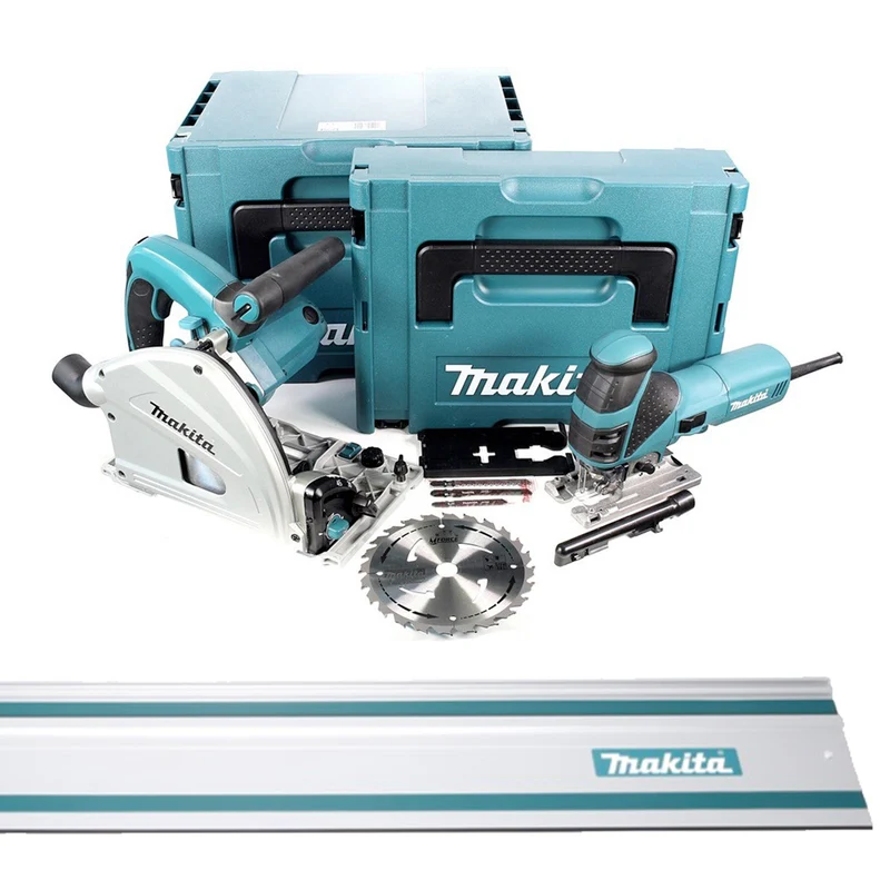 Makita MEU 029 J Sägen Set + SP 6000 J Tauchsäge + 4351 FCTJ Pendelhubstichsäge + Führungsschiene + Makpac